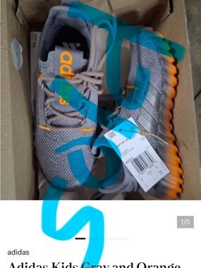 Adidas Kids Gray and Orange Sneakers